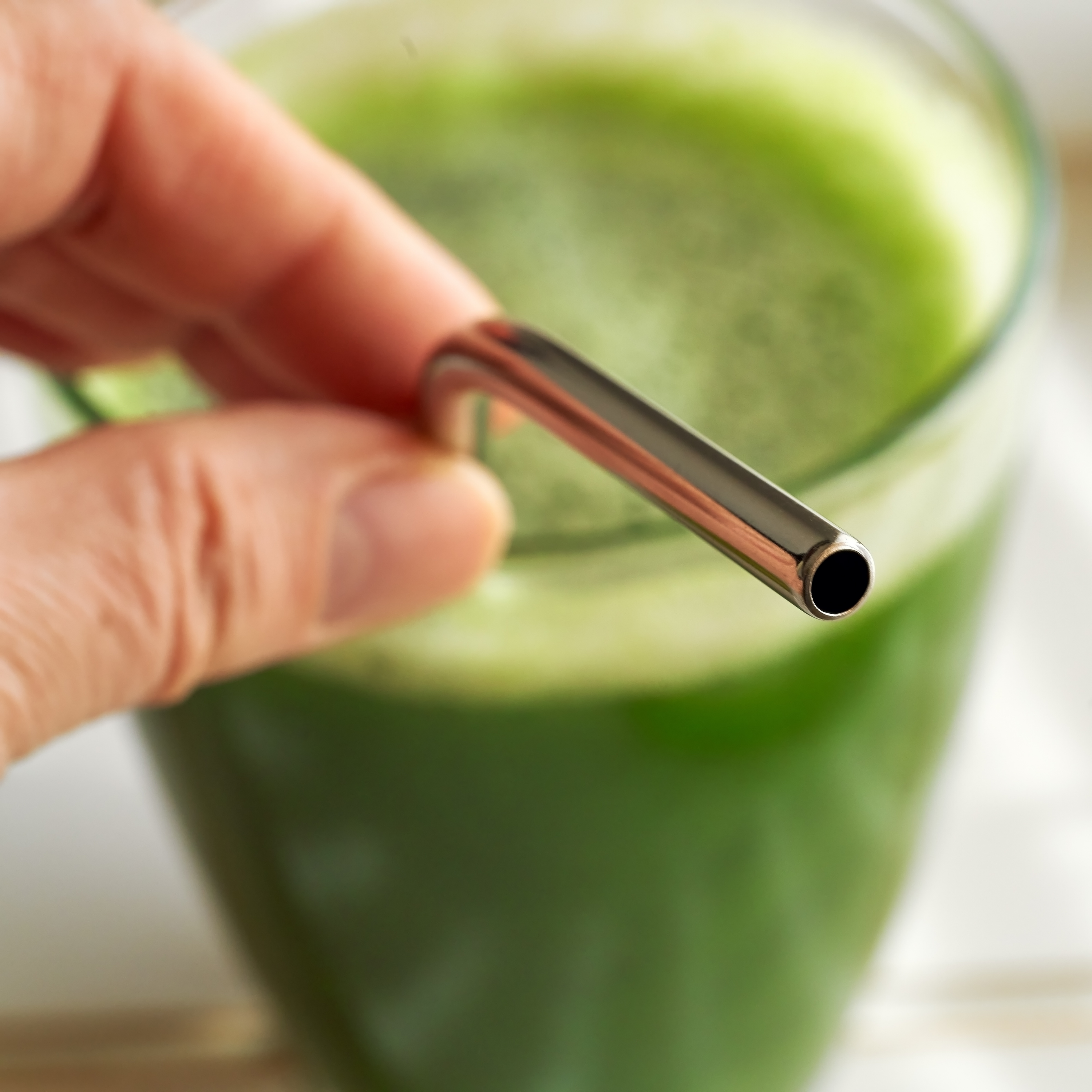 Paille courbée en acier inoxydable