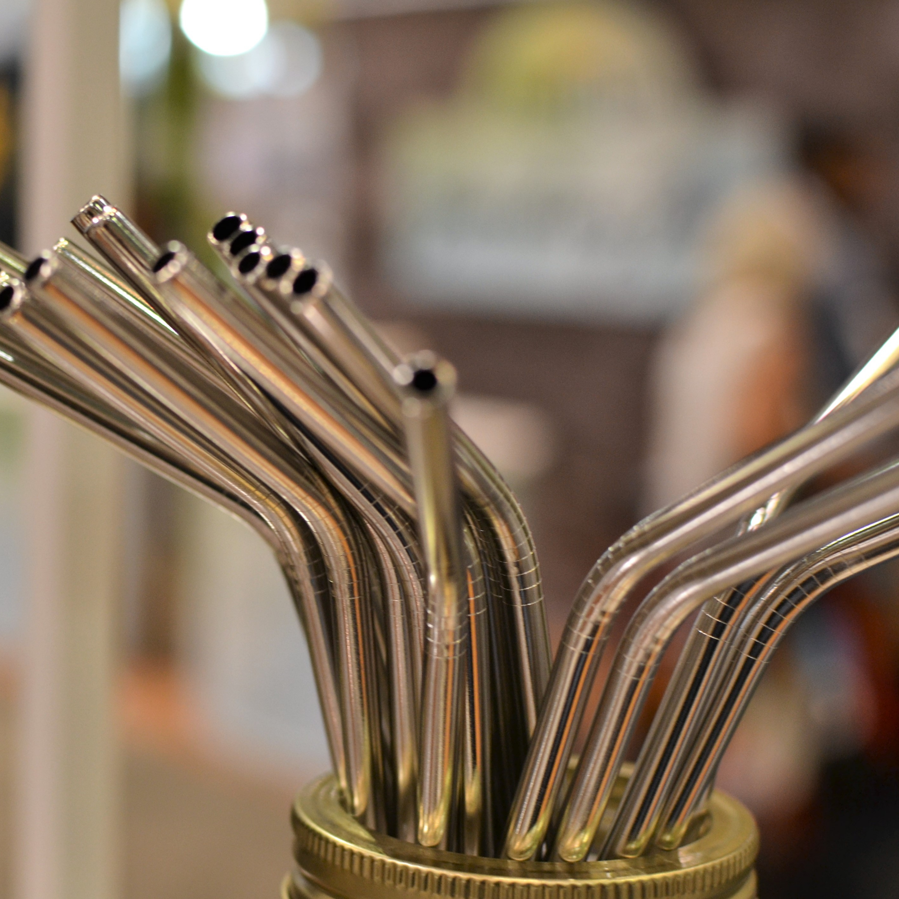 Paille courbée en acier inoxydable