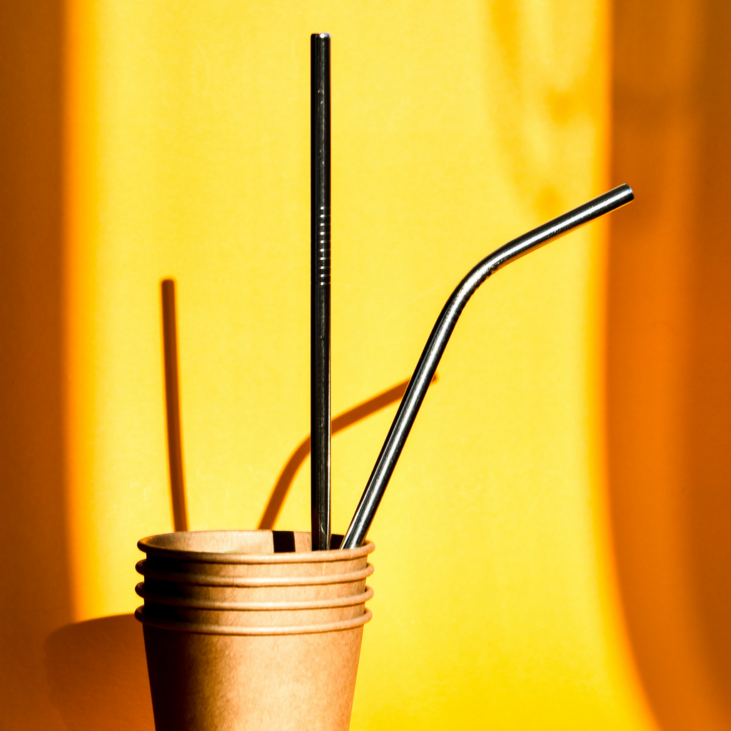 Paille courbée en acier inoxydable