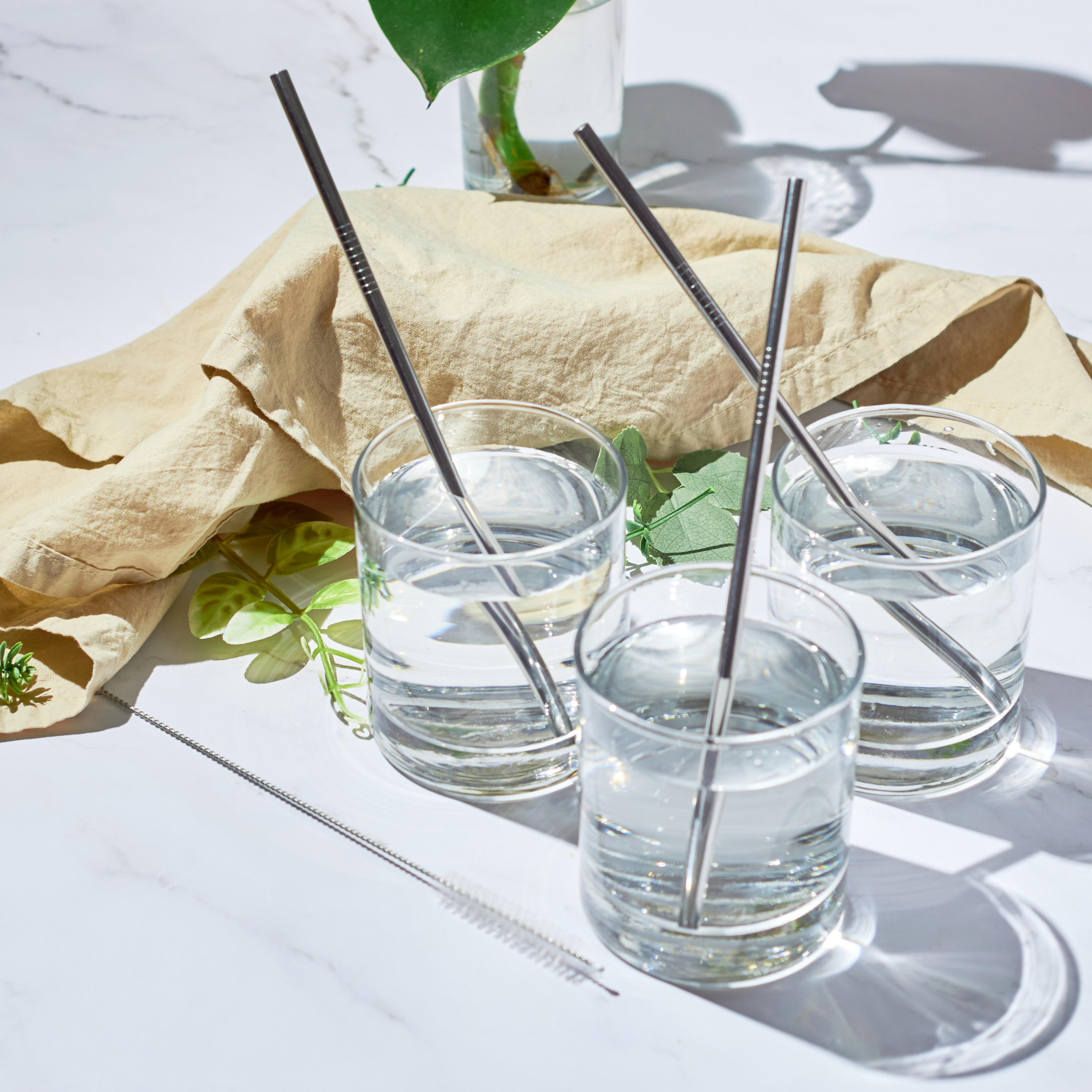 Paille droite en acier inoxydable