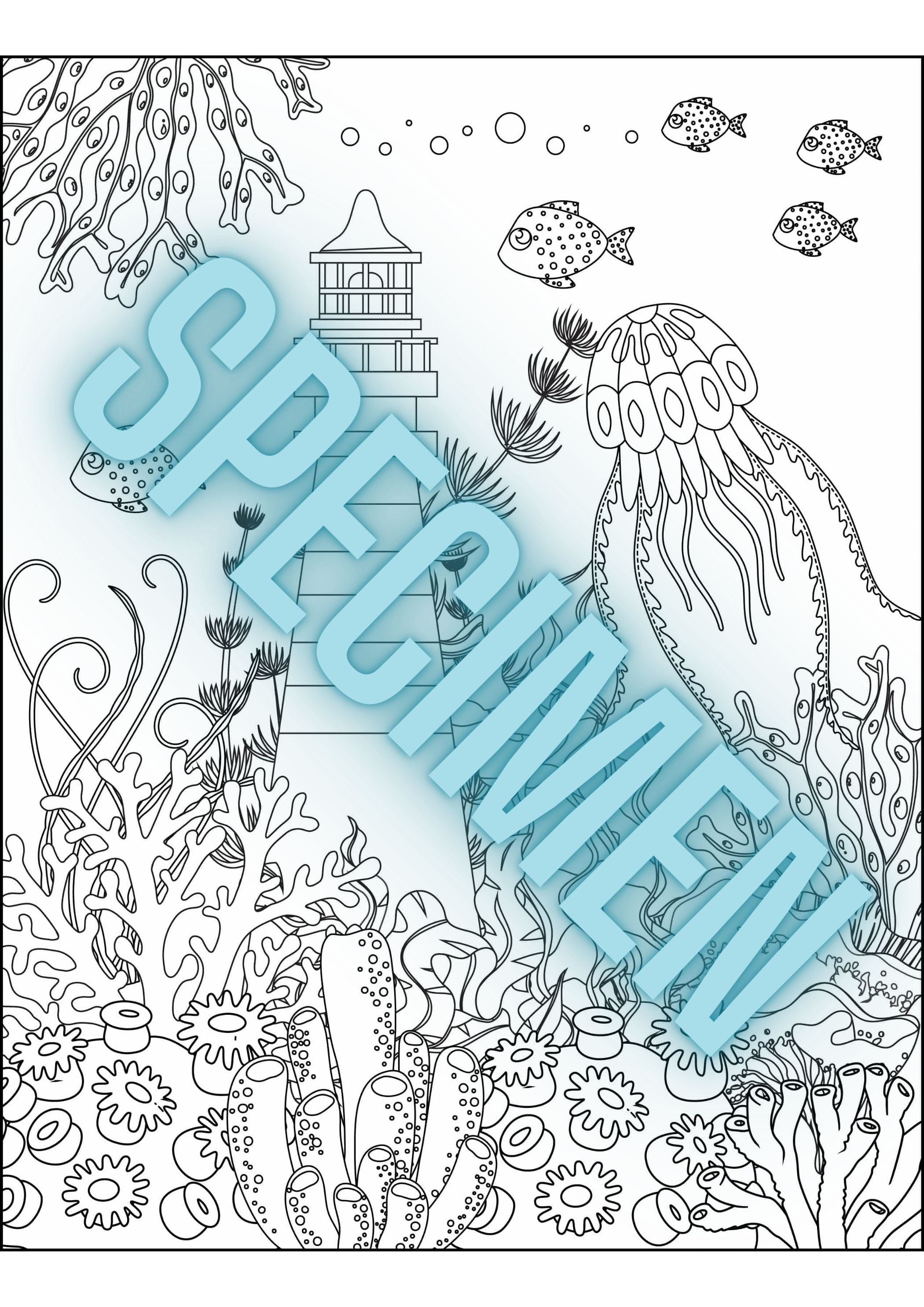 Ocean coloring book - 25 pages 