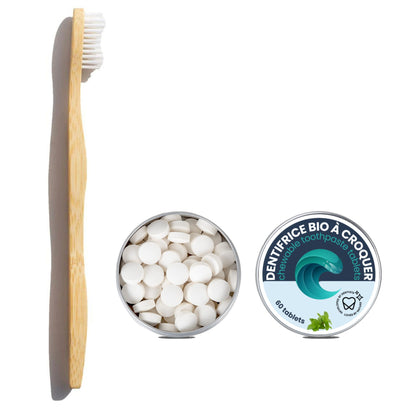 Pack - Dentifrice solide à croquer et brosse à dents en bambou