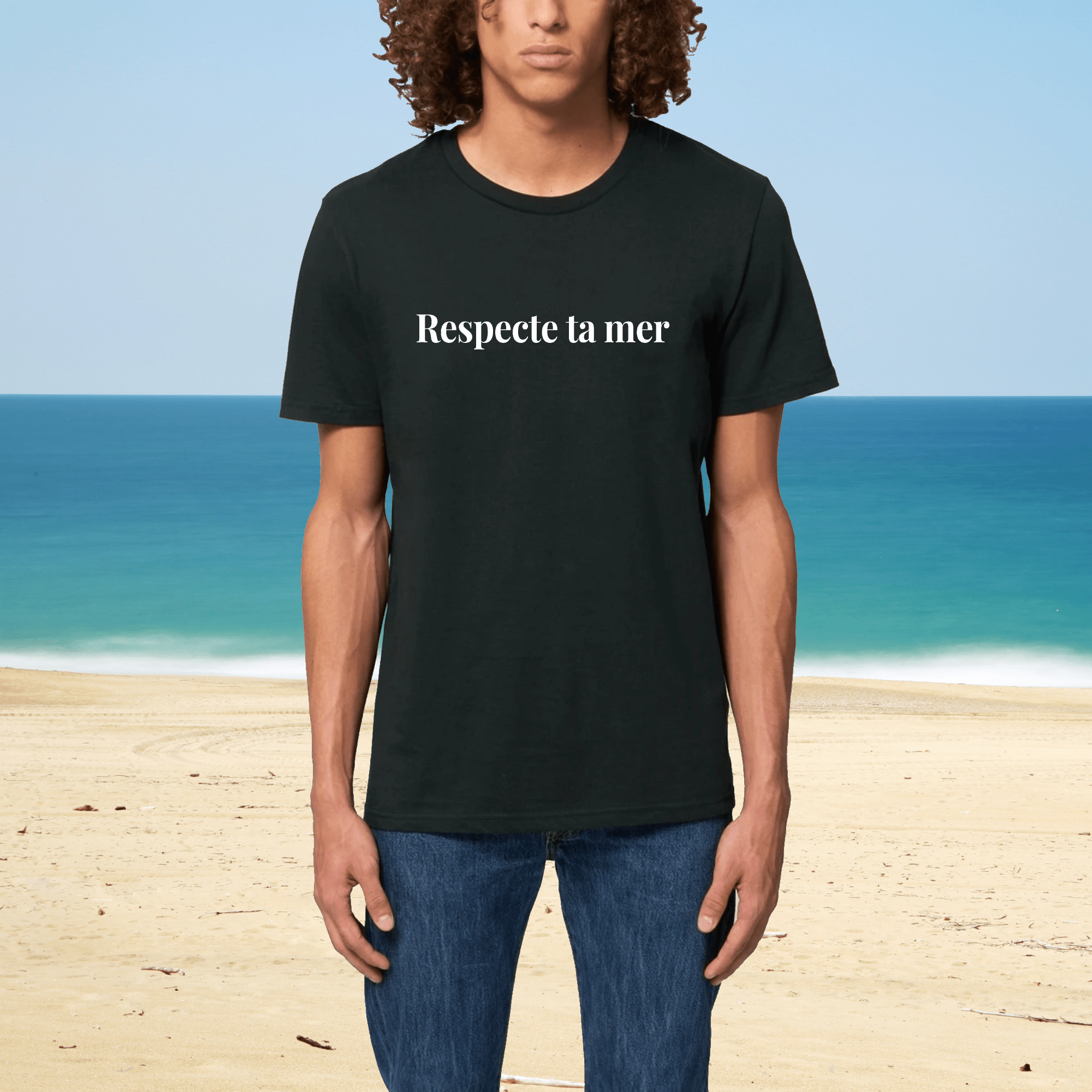 T-shirt homme en coton bio - Respecte ta mer - Oceansrespect 🌊🌍🌱