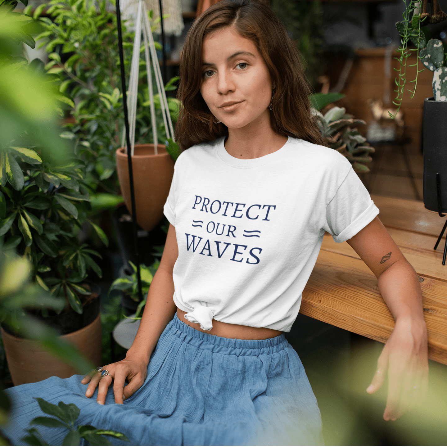 T-shirt femme en coton bio - Protect our waves - Oceansrespect 🌊🌍🌱