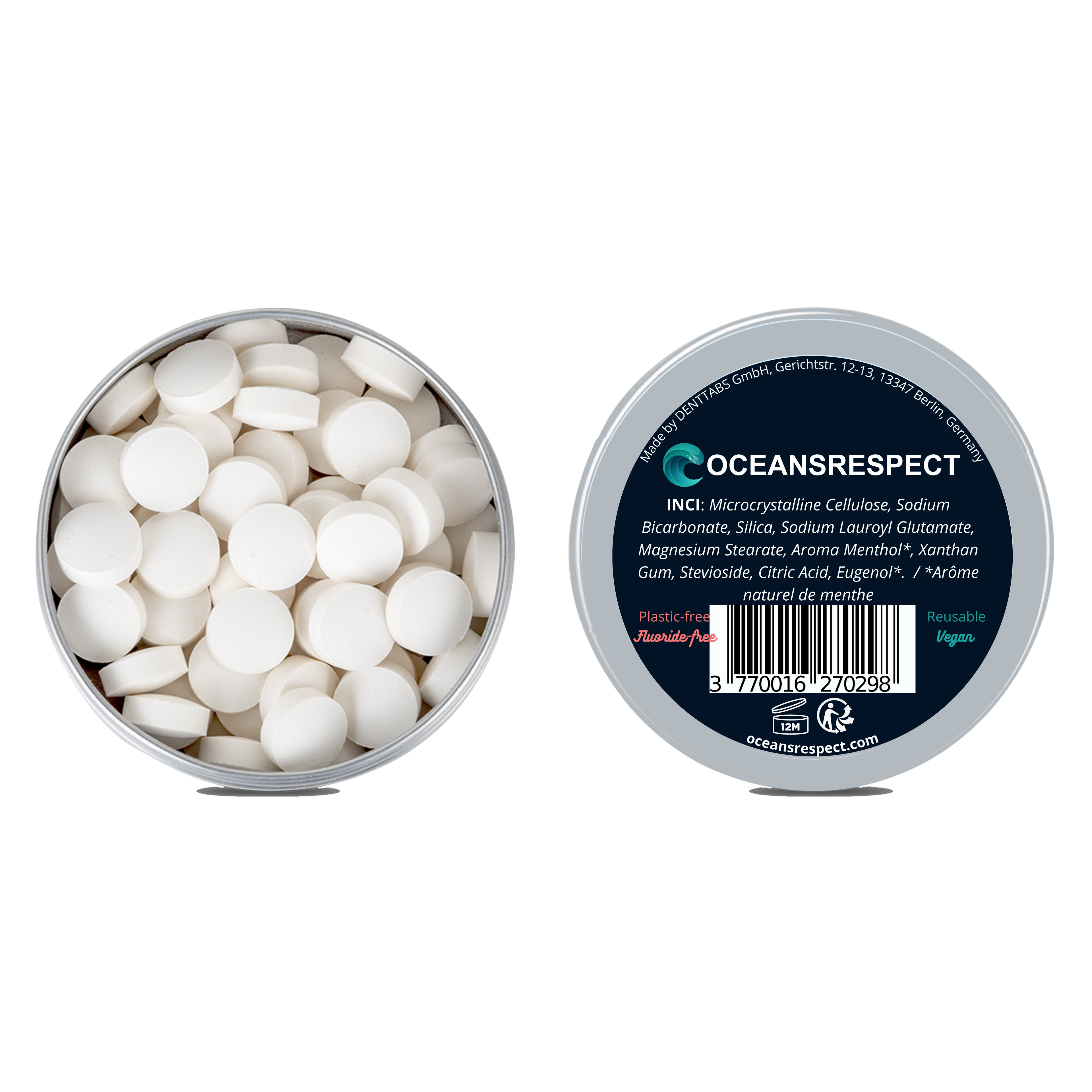 Dentifrice solide en pastilles à croquer - Sans fluor - 1 mois