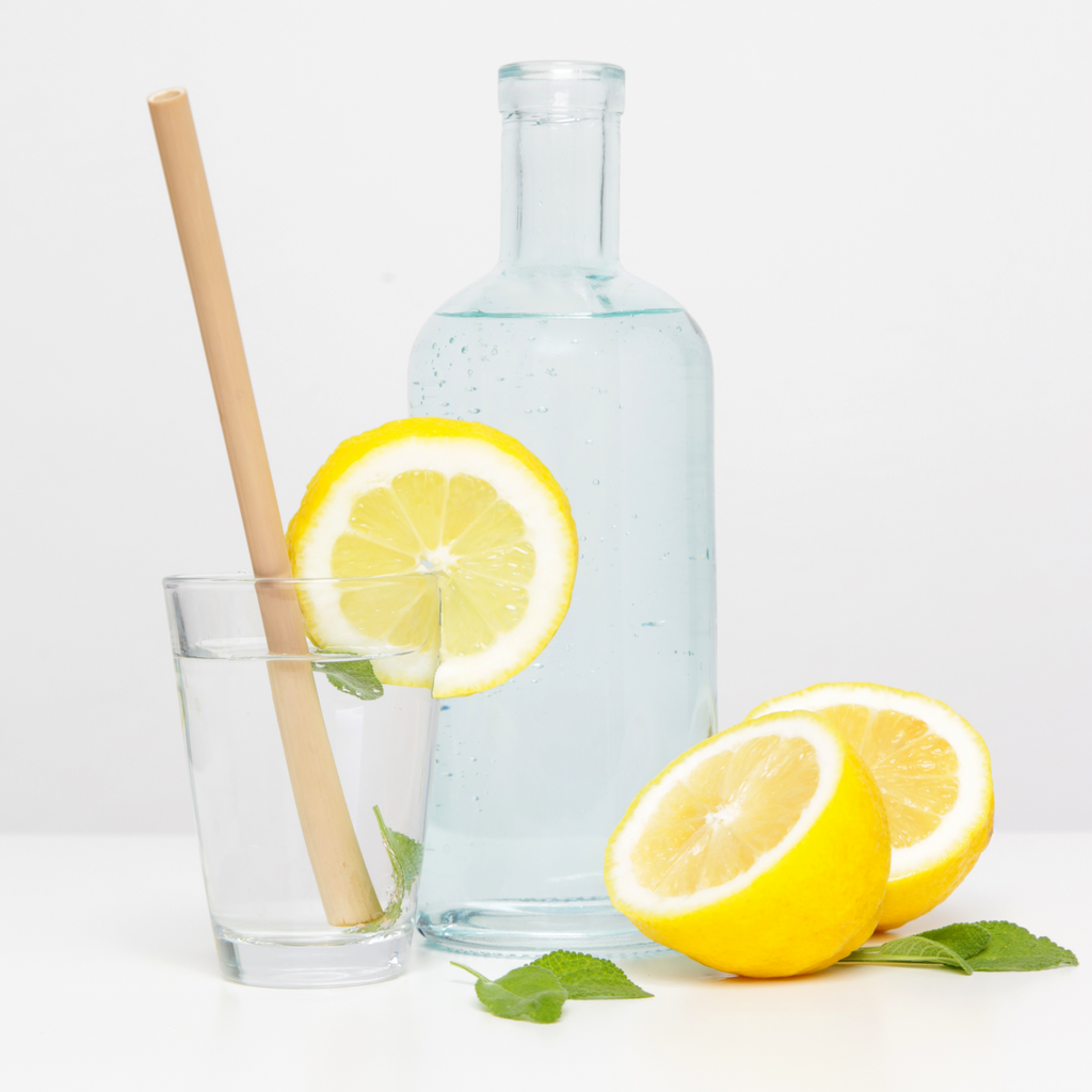 Lot de 4 pailles en bambou + pochette en coton + goupillon