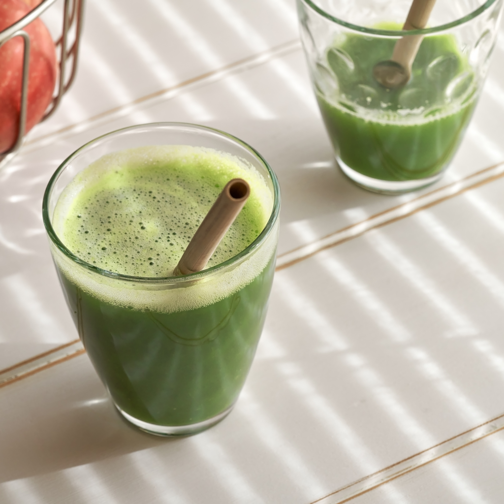 Lot de 4 pailles en bambou + pochette en coton + goupillon