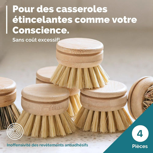 Tête interchangeable pour brosse à vaisselle en bambou réutilisable - Oceansrespect 🌊🌍🌱