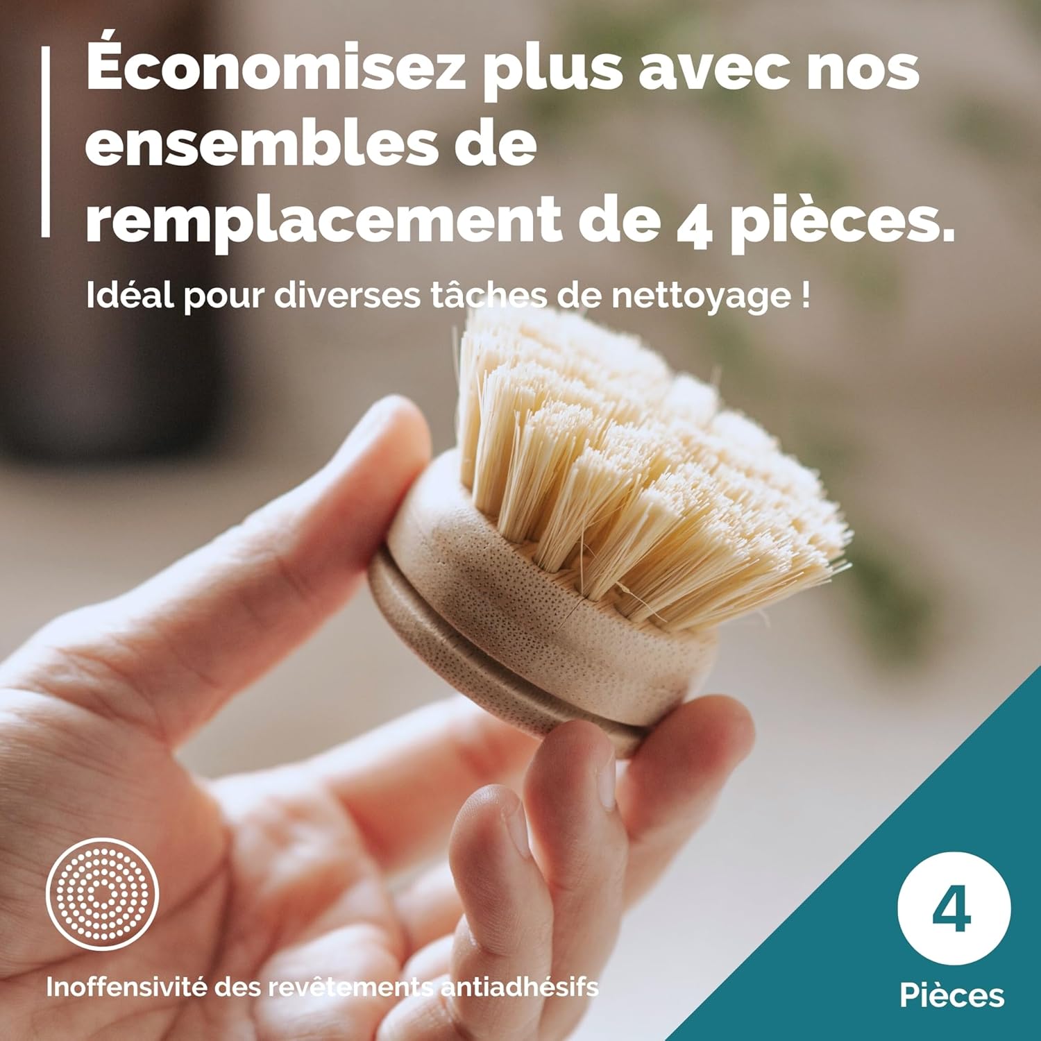 Tête interchangeable pour brosse à vaisselle en bambou réutilisable - Oceansrespect 🌊🌍🌱