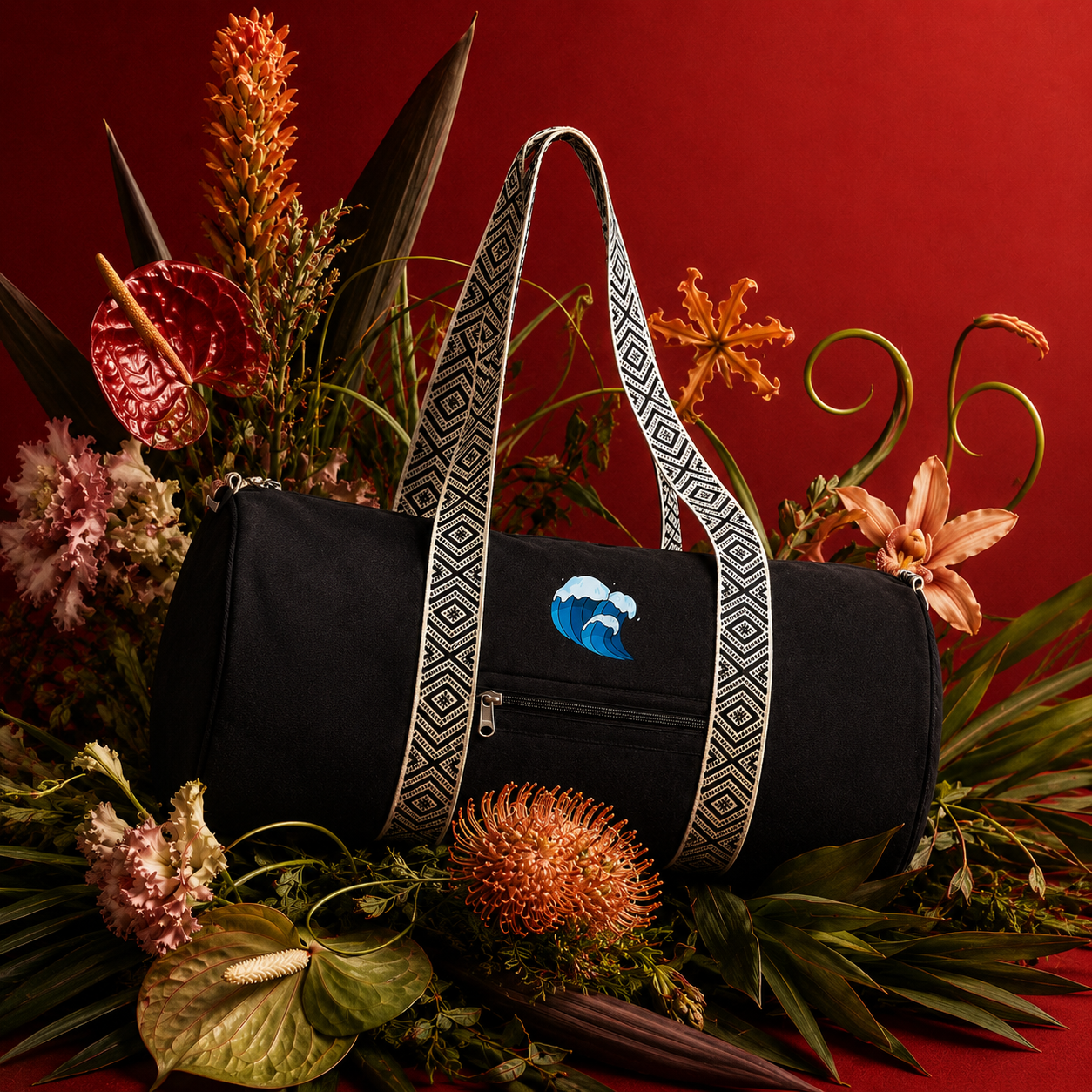 Sac polochon en coton biologique recyclé haut de gamme – 31L - Vagues - Oceansrespect 🌊🌍🌱