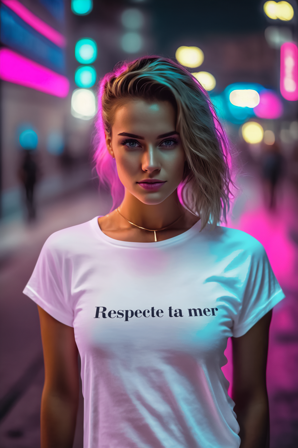 T-shirt femme en coton bio - Respecte ta mer