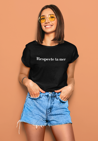 T-shirt femme en coton bio - Respecte ta mer