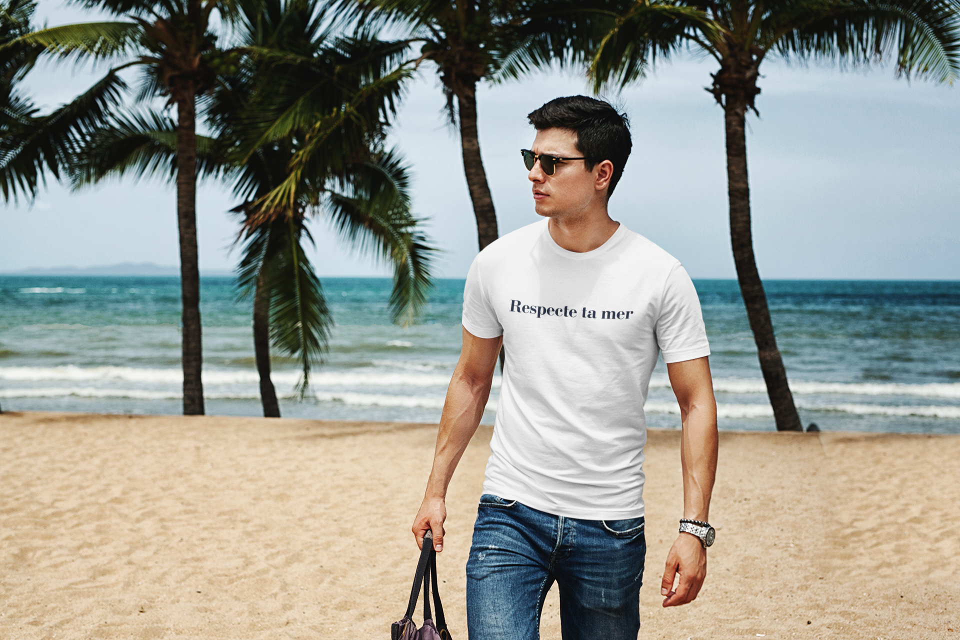 T-shirt homme en coton bio - Respecte ta mer