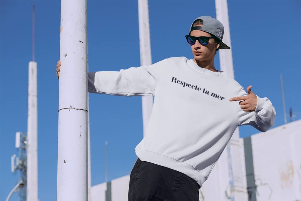 Sweat-shirt unisexe en coton bio - Respecte ta mer