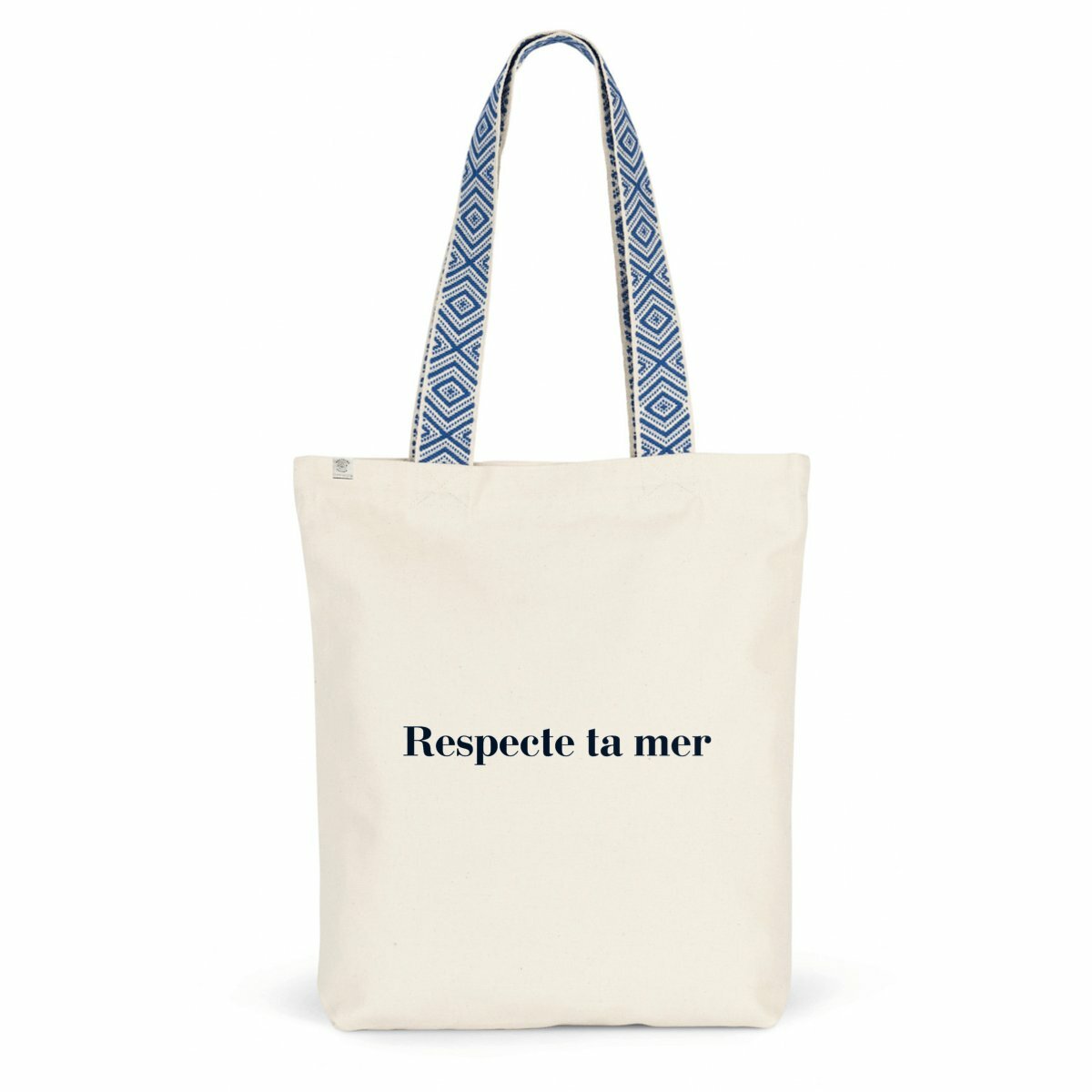 Tote-bag ethnique recyclé - Respecte ta mer - face_0