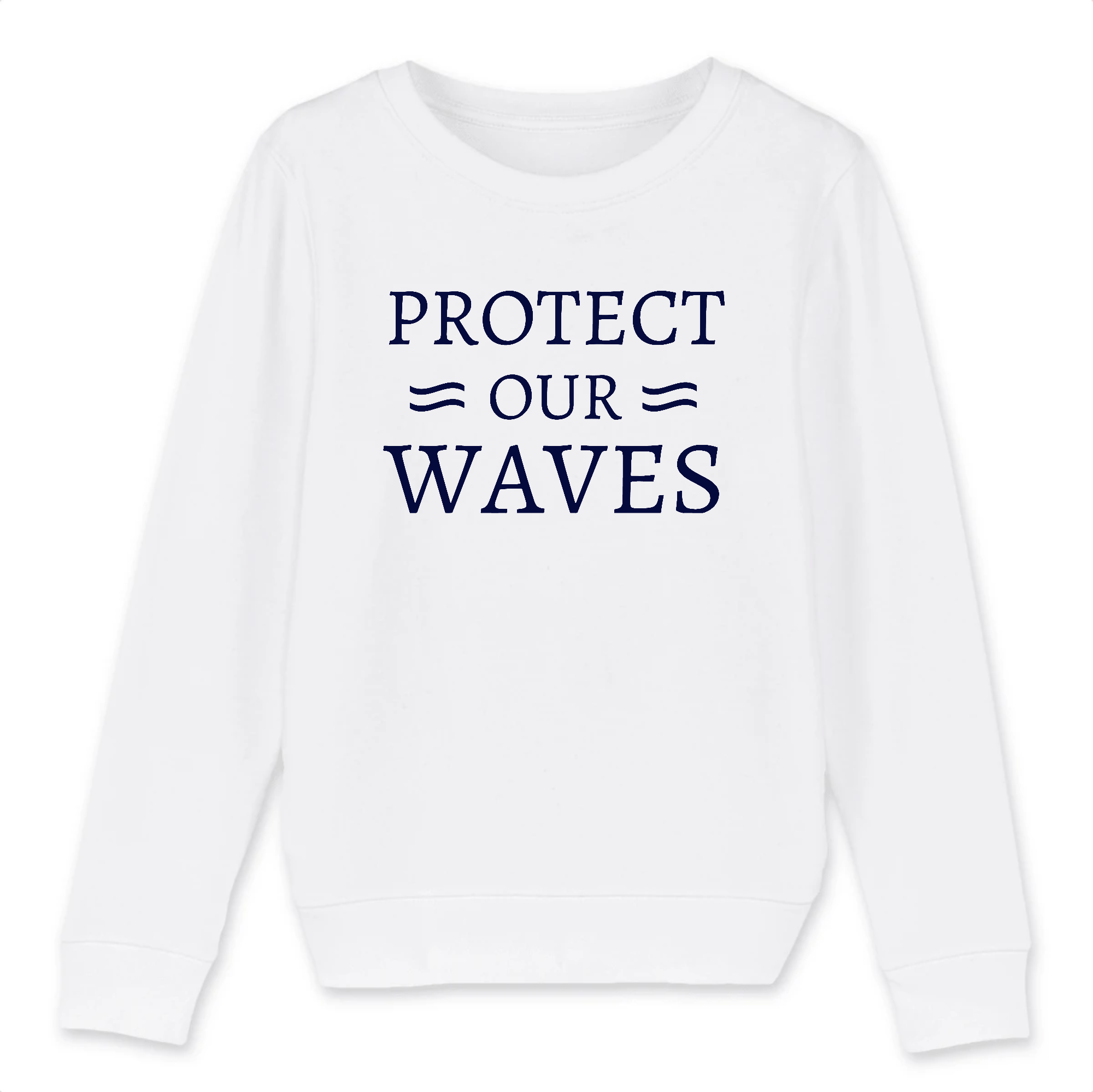 Sweat-shirt enfant en coton bio - Protect our waves - Oceansrespect 🌊🌍🌱