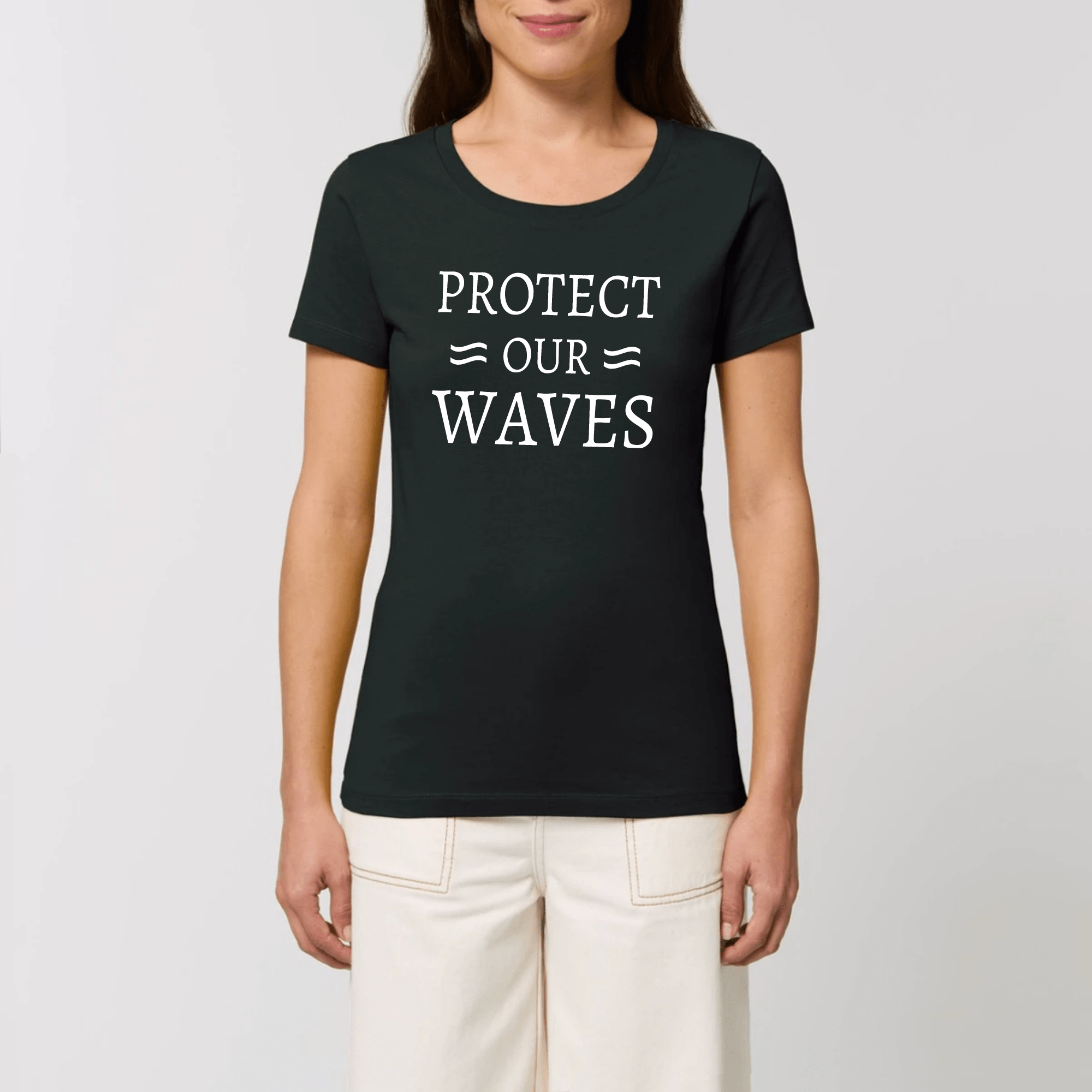 T-shirt femme en coton bio - Protect our waves - Oceansrespect 🌊🌍🌱