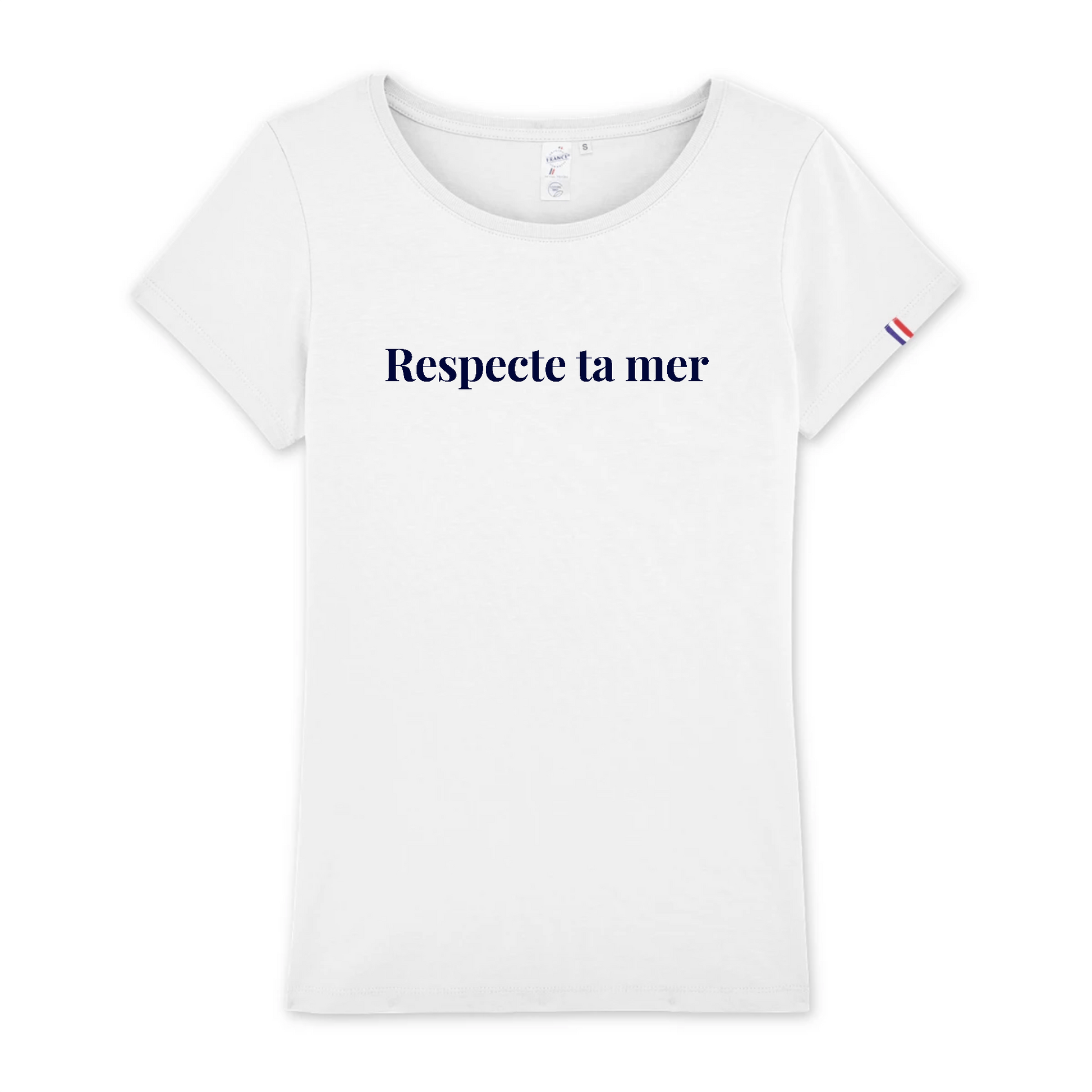 T-shirt femme en coton biologique fabriqué en France 🇫🇷 - Respecte ta mer - Oceansrespect 🌊🌍🌱