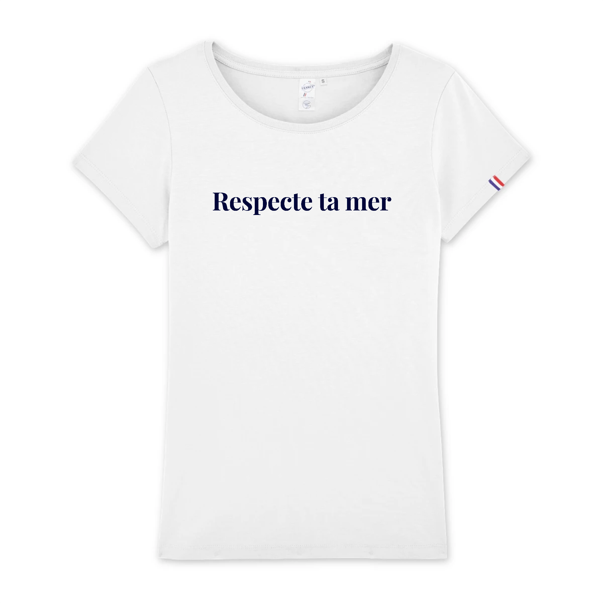 T-shirt femme en coton biologique fabriqué en France 🇫🇷 - Respecte ta mer - Oceansrespect 🌊🌍🌱
