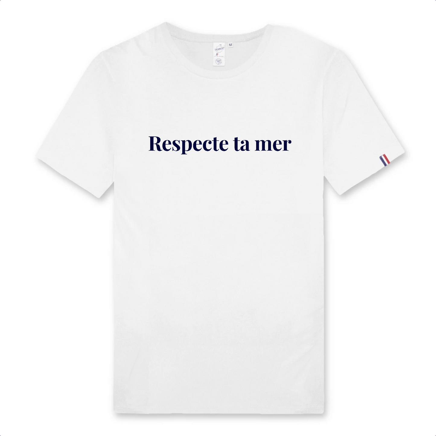 T-shirt homme en coton biologique fabriqué en France 🇫🇷 - Respecte ta mer - Oceansrespect 🌊🌍🌱